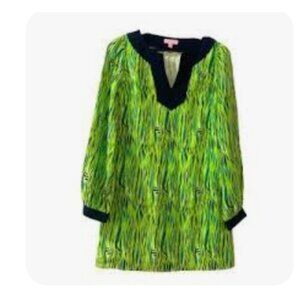 Lilly Pulitzer Seamus Silk Tunic Dress - Green & Blue Seaweed Print